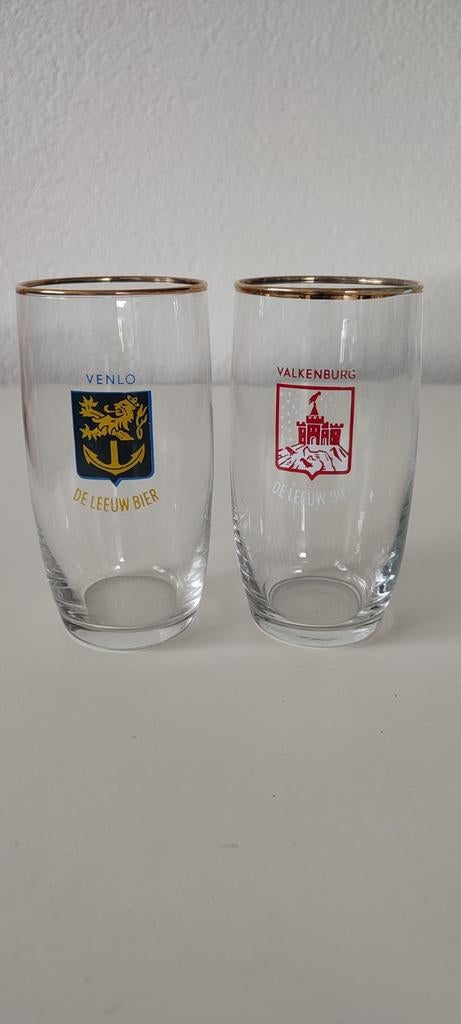 Leeuw bier Glas Venlo en Valkenburg, Ophalen of Verzenden, Zo goed als nieuw, Glas of Glazen, Leeuw