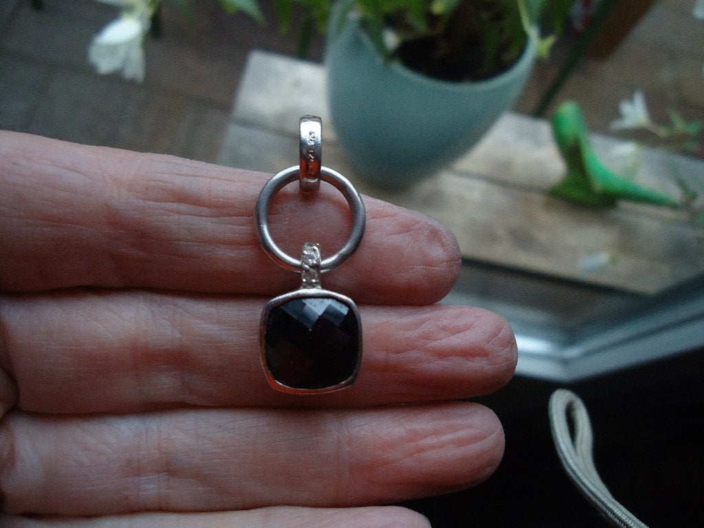 mooie echt zilveren hanger met zwarte steen  ZINZI 925, Ophalen of Verzenden, Zo goed als nieuw, Zilver, Zilver