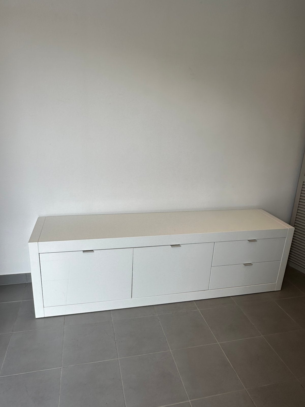 Witte hoogglans tv meubel 2m - bezorgen mogelijk, Ophalen, 150 tot 200 cm, Zo goed als nieuw, Minder dan 100 cm
