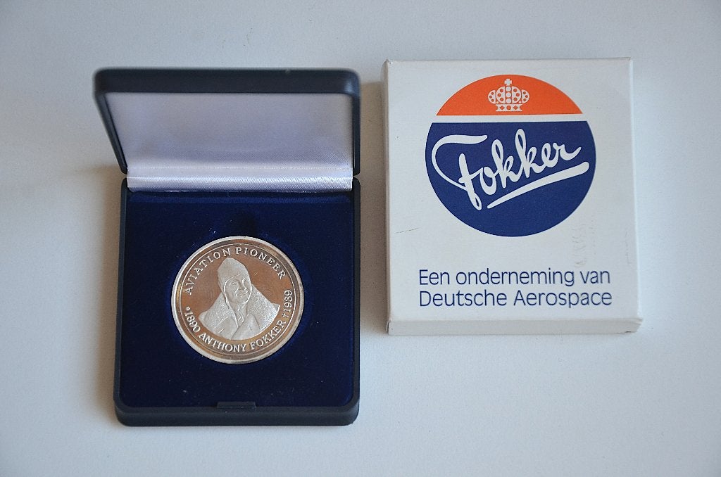 Fokker Penning Antoni Fokker 1994 - 75 jaar, Postzegels en Munten, Penningen en Medailles, Ophalen, Zilver