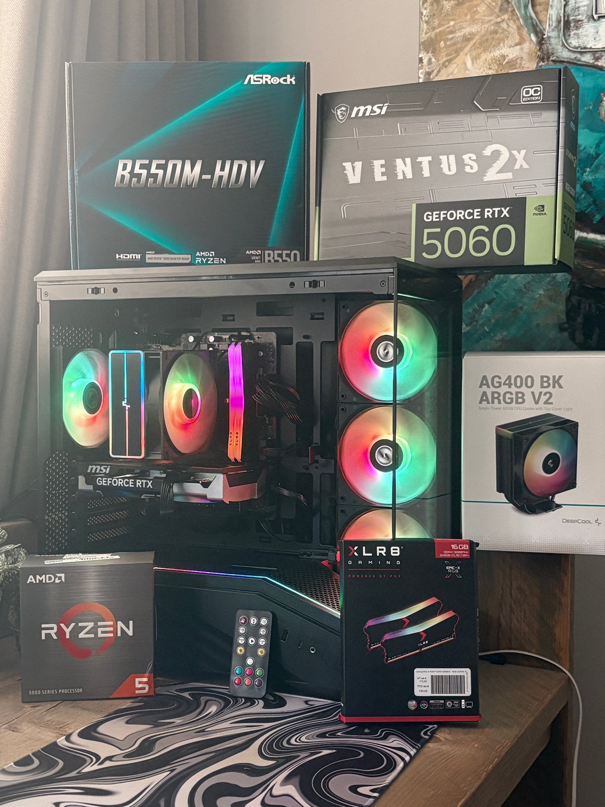 NIEUWE Gaming PC – RTX 5060 – Ryzen 5 5600 – Veel RGB, Computers en Software, Desktop Pc's, Ophalen, Nieuw, Gaming, SSD