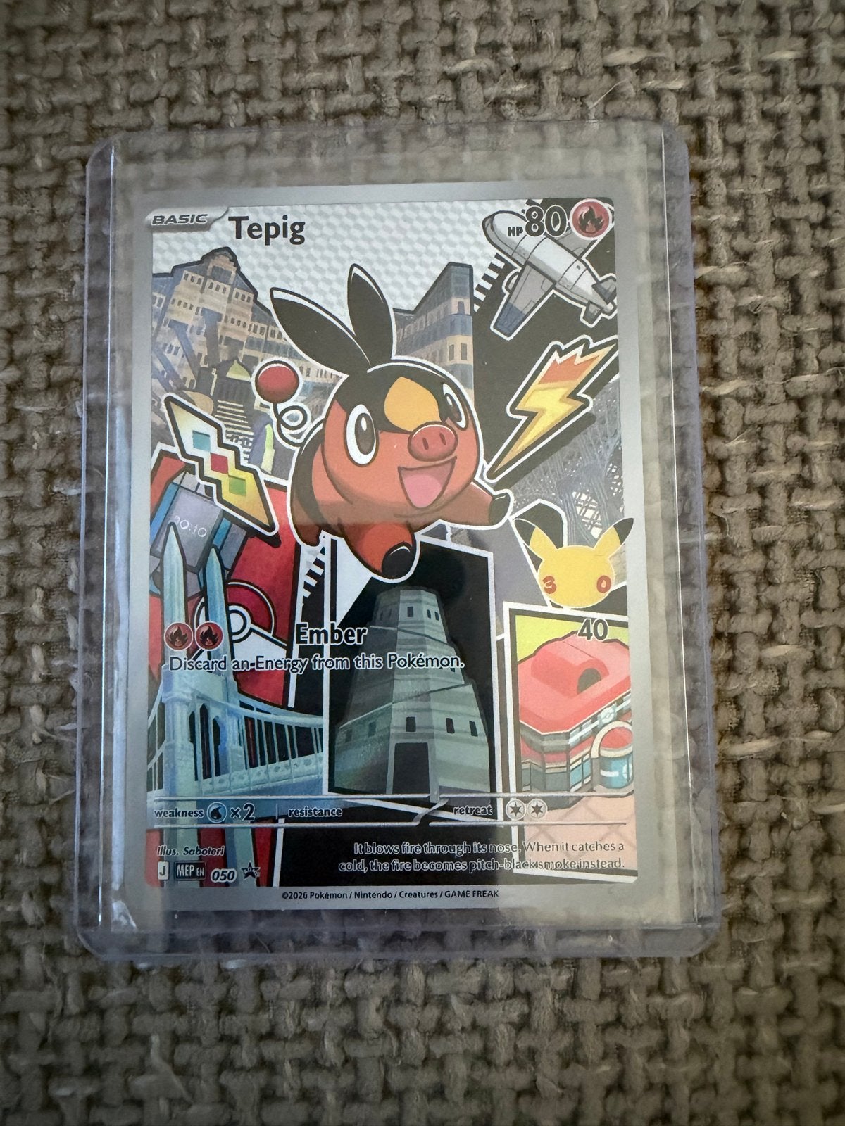 Pokémon Kaart: Tepig (JMEP EN 050) - Basic, Ophalen of Verzenden, Zo goed als nieuw, Losse kaart