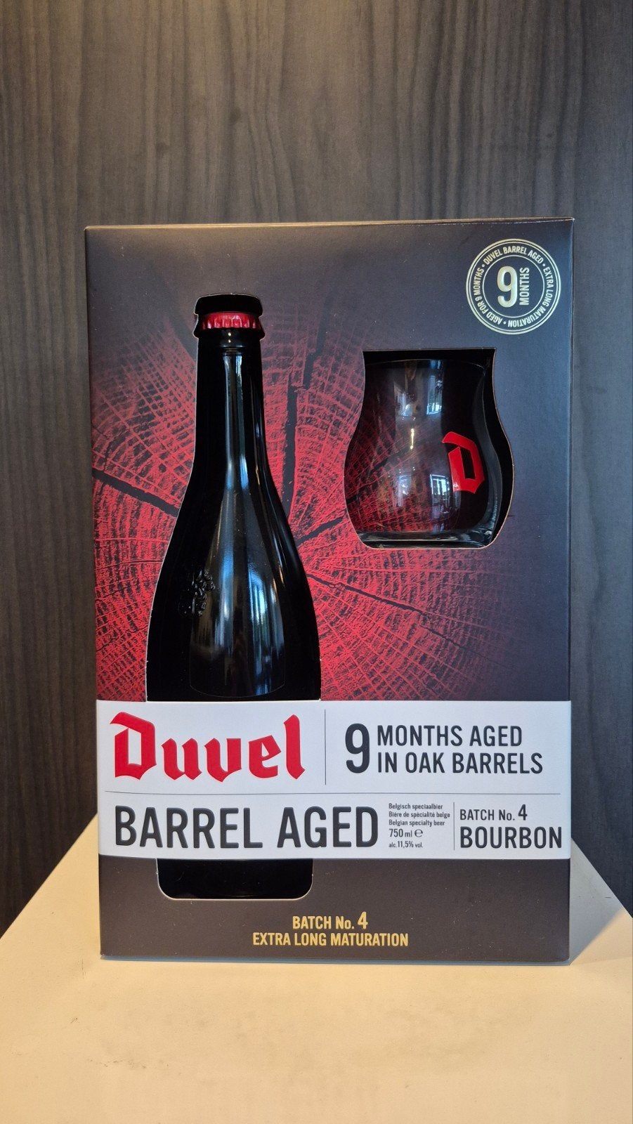 UNIEK - Duvel Barrel Aged, Badge 4, incl. glas, Verzamelen, Ophalen, Nieuw, Flesje(s), Duvel