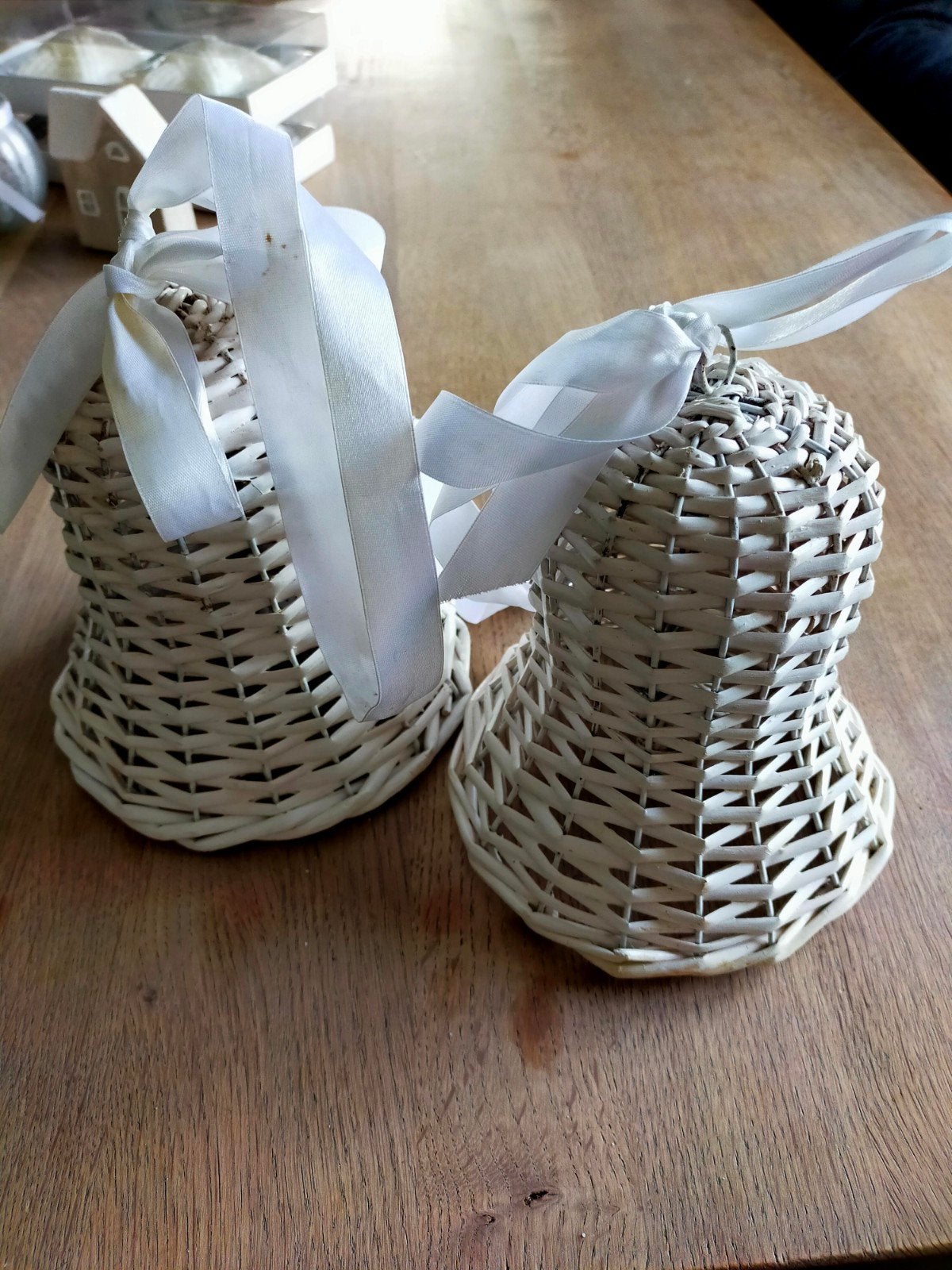 2x 1 prijs!! KERSTBEL RIET,Hoog 12 cm ,igs, Ophalen of Verzenden