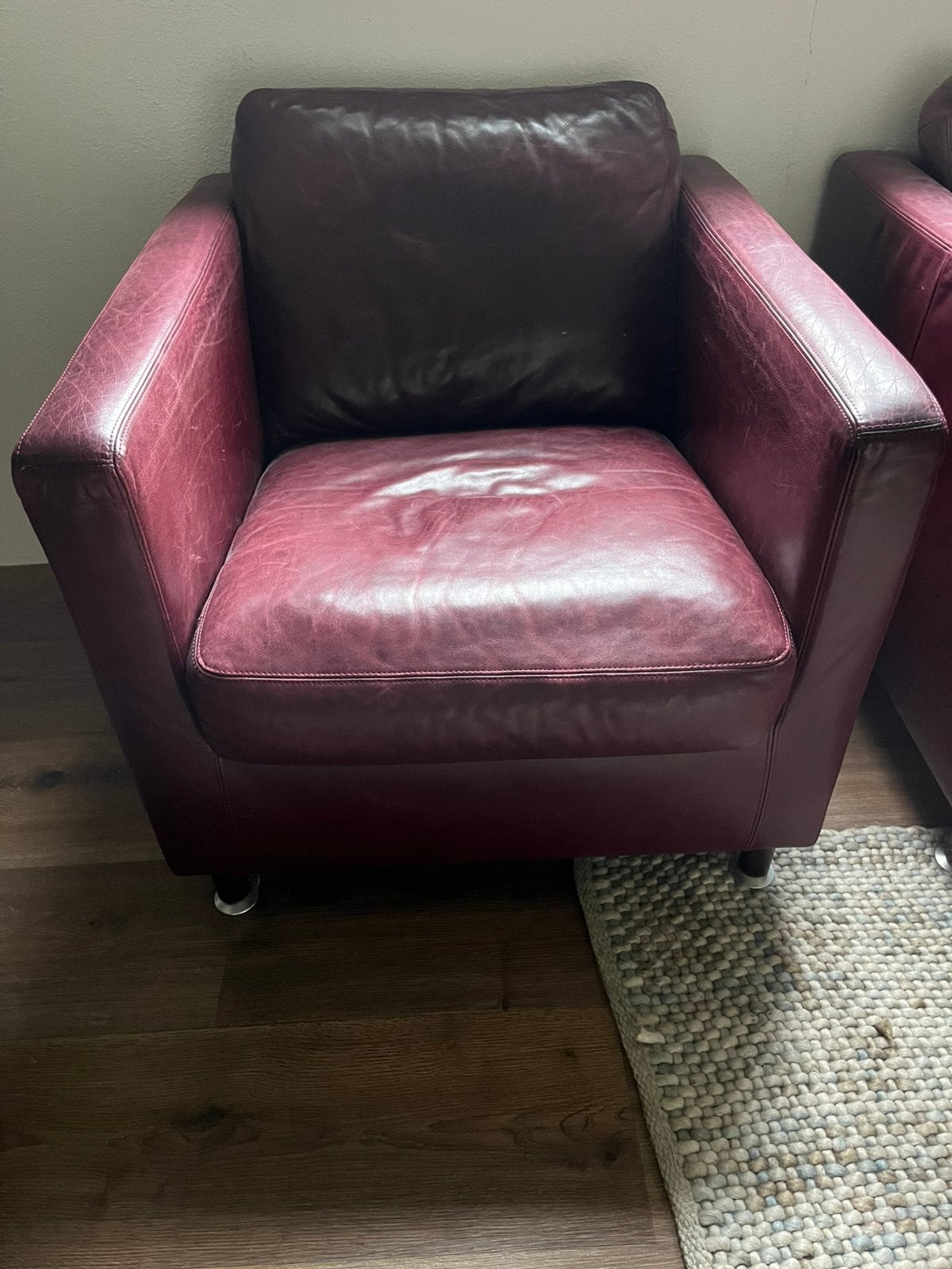 2 leren Fauteuils, Huis en Inrichting, Fauteuils, Ophalen, Strak modern, Zo goed als nieuw, 50 tot 75 cm