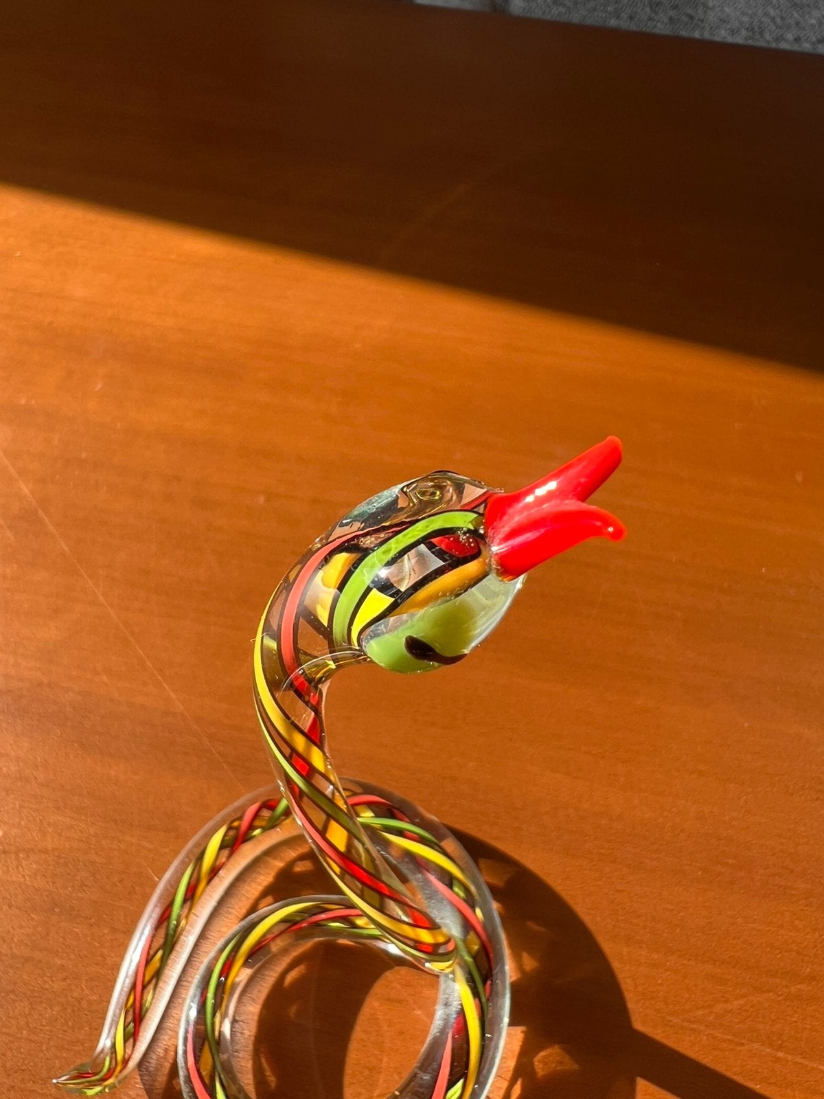 Vintage Murano glazen slang – kleurrijk filigrana  – 16 cm, Ophalen of Verzenden