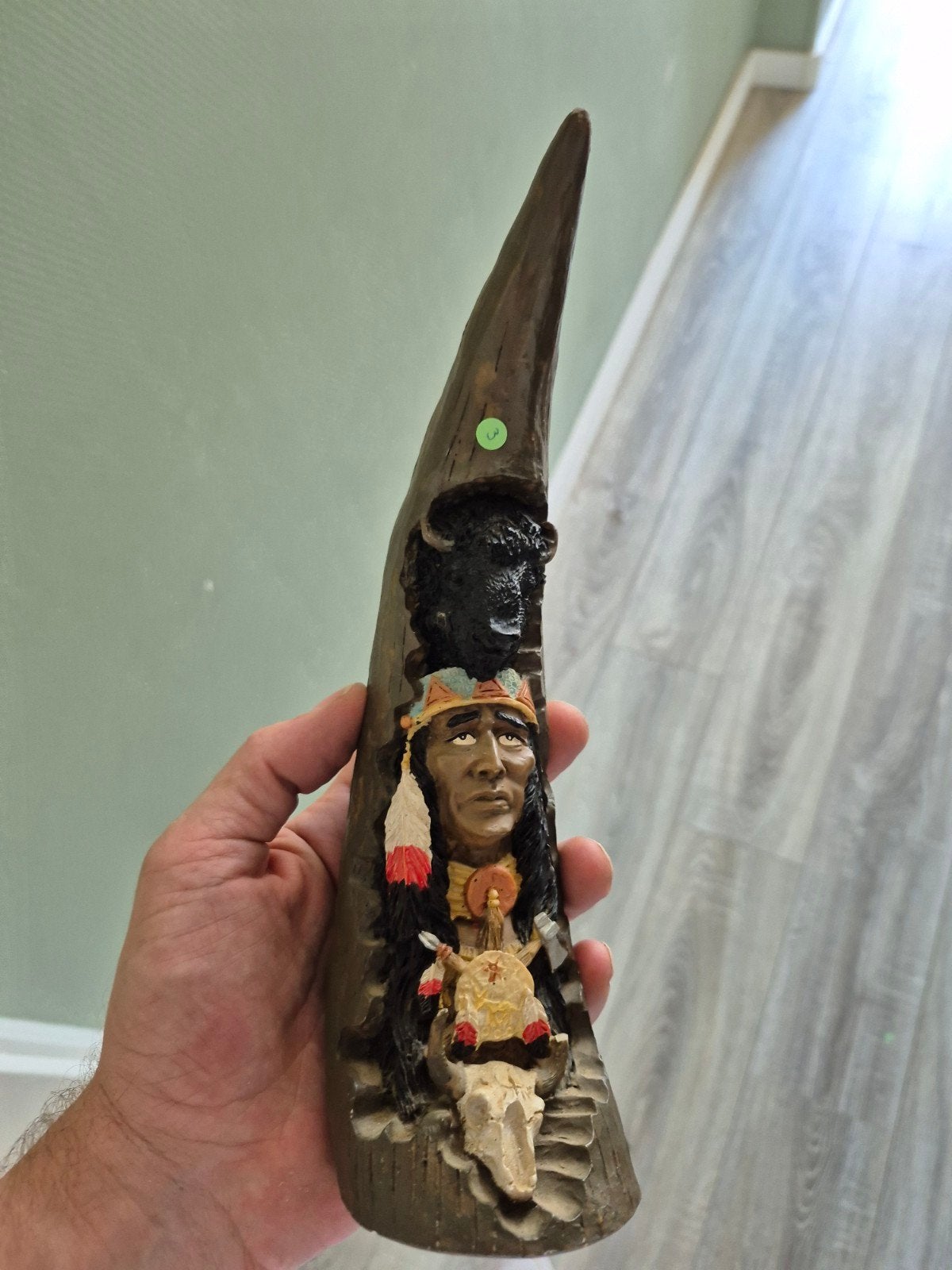 hoorn (met Indiaans thema), Antiek en Kunst, Overige onderwerpen, Kunststof, Ophalen of Verzenden, 20 - 50 cm