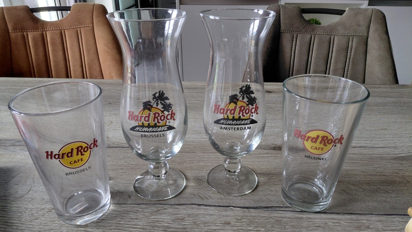 Hard Rock Cafe glazen. Set van 4, Ophalen, Zo goed als nieuw, Overige typen
