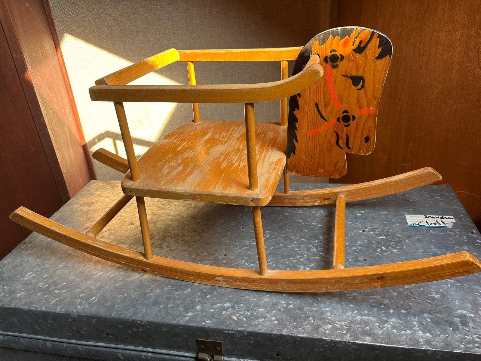 Vintage houten hobbelpaard voor kinderen, Ophalen, Gebruikt, Rij- of Hobbelspeelgoed