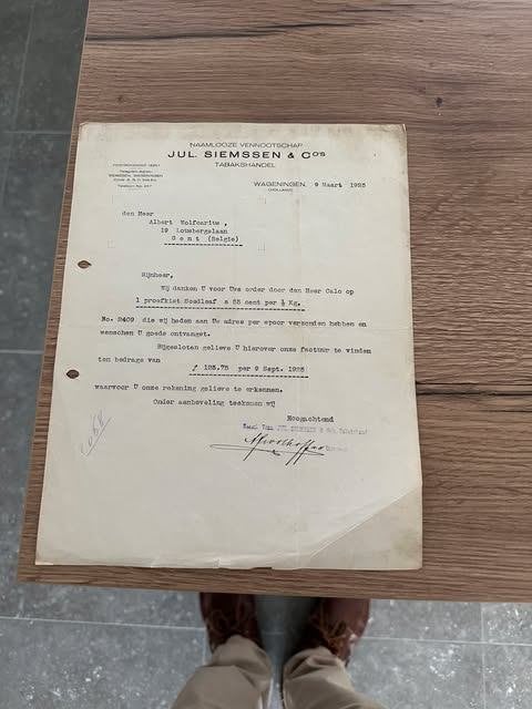 brief Jul. Siemssen tabakshandel 1925, Ophalen of Verzenden, Brief