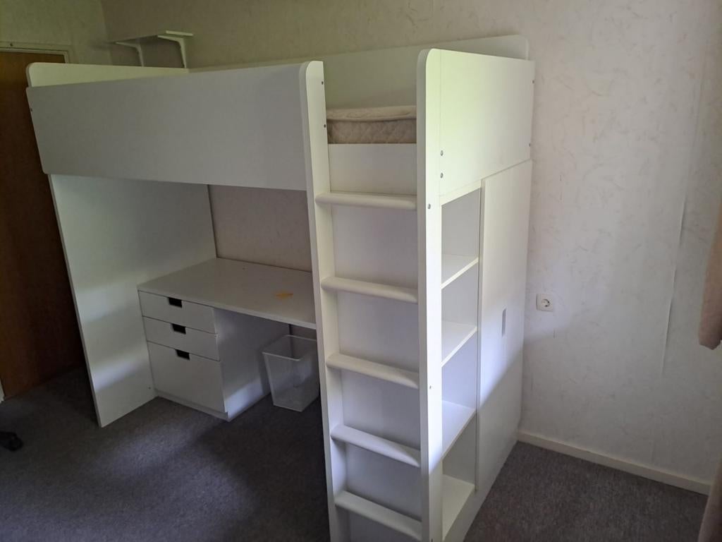 Hoogslaper met bureau en kast - Wit, Kinderen en Baby's, Kinderkamer | Stapelbedden en Hoogslapers, Ophalen of Verzenden, Gebruikt