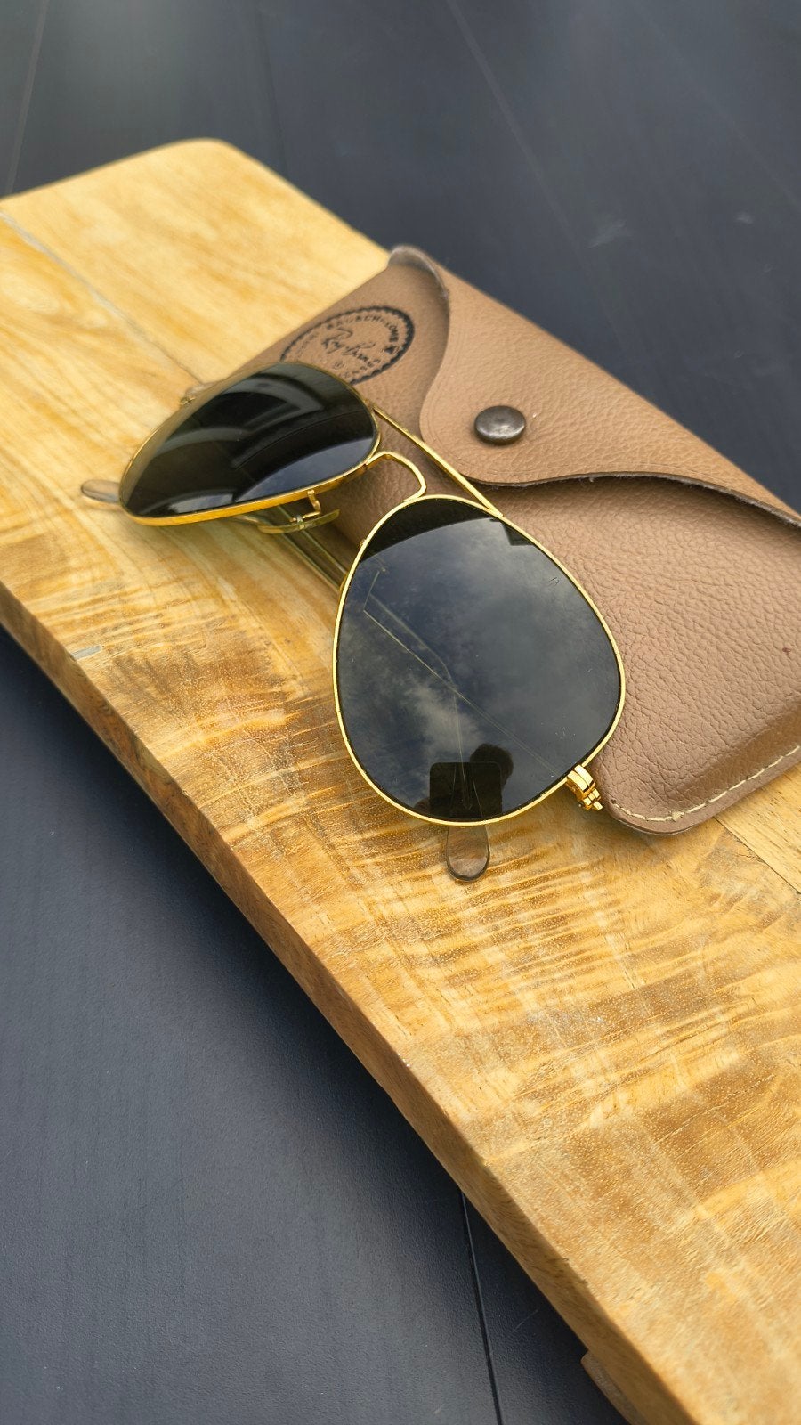 Vintage Ray-Ban B&L USA Aviator 58-14 BL Etched Goudkleurig, Sieraden, Tassen en Uiterlijk, Gebruikt, Ophalen of Verzenden, Nvt