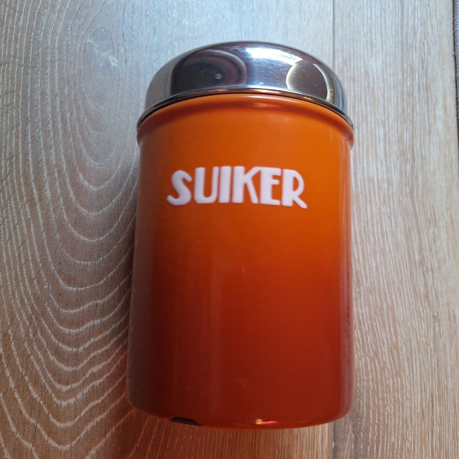 Oranje emaille suiker DRU pot antiek, Ophalen of Verzenden