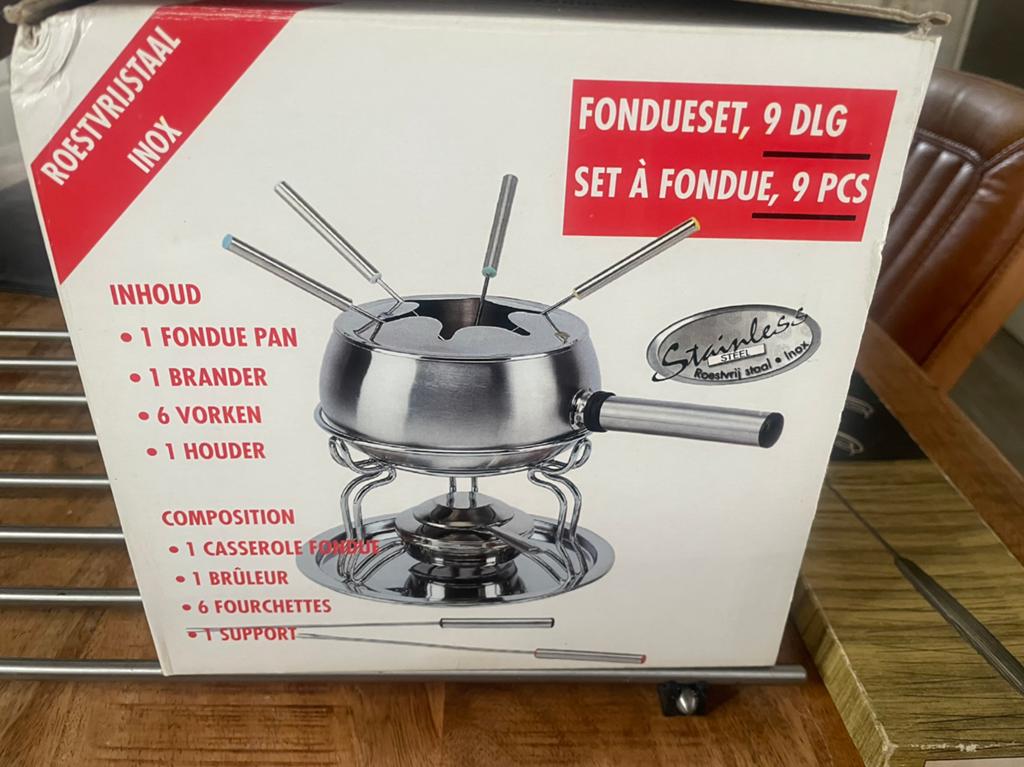 Kaas fondueset Nieuw!, Witgoed en Apparatuur, Fonduesets, Ophalen of Verzenden, Zo goed als nieuw, Brander, Fondueset