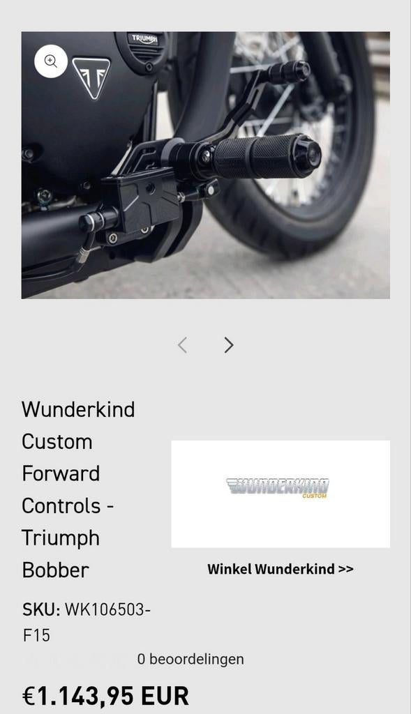 Z.g.a.n Wunderkind Forward Controls Triumph Bobber, Ophalen of Verzenden