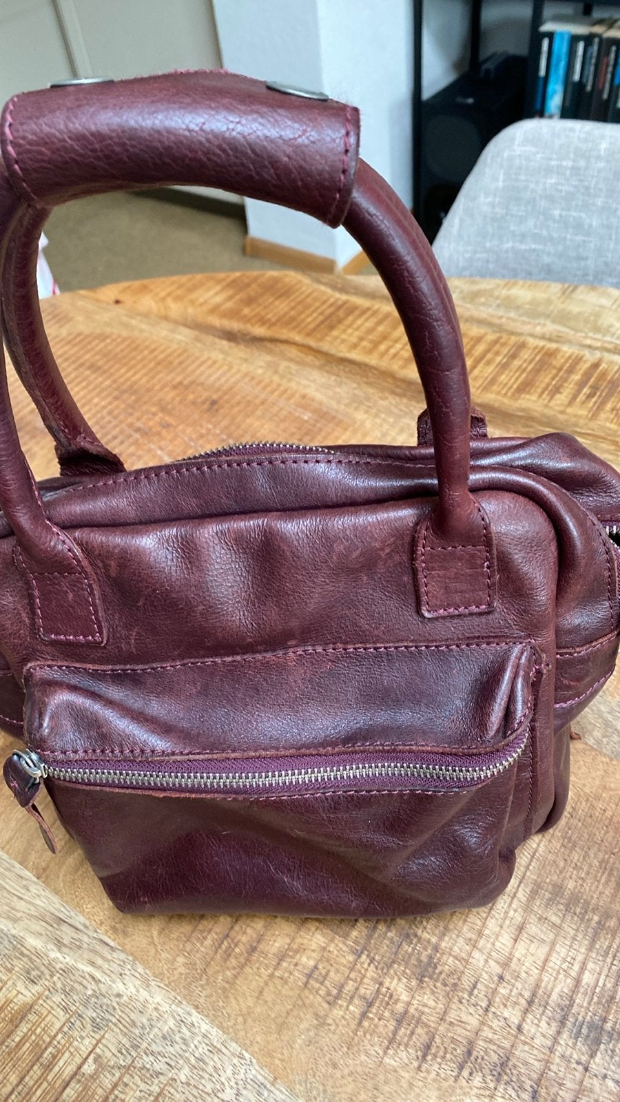 Cowboysbag Handtas - Bordeauxrood Leer, Sieraden, Tassen en Uiterlijk, Tassen | Damestassen, Ophalen of Verzenden, Gebruikt, Rood