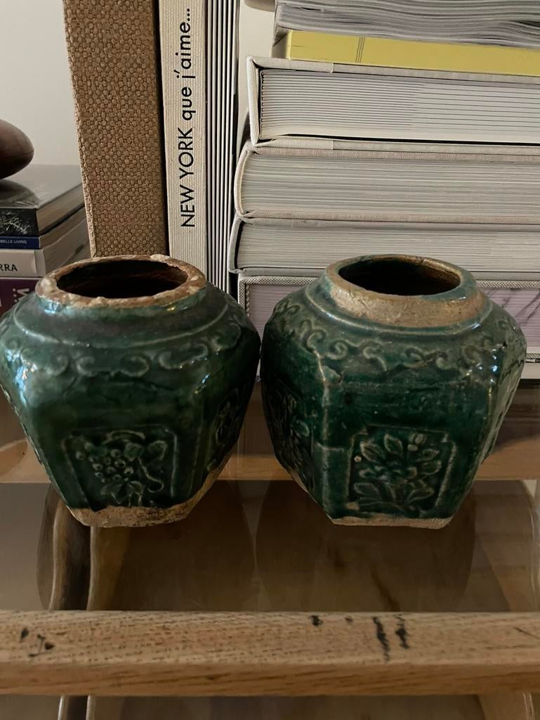 2 x gemberpot gemberpotje gember potje groen, Ophalen of Verzenden