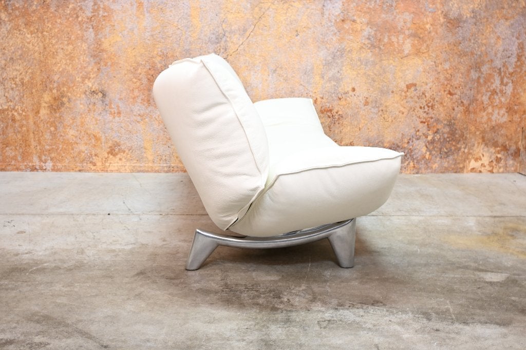 2 NIEUW beklede witte leren Leolux Tango design banken, Leolux, Leolux, 75 tot 100 cm, Ophalen of Verzenden