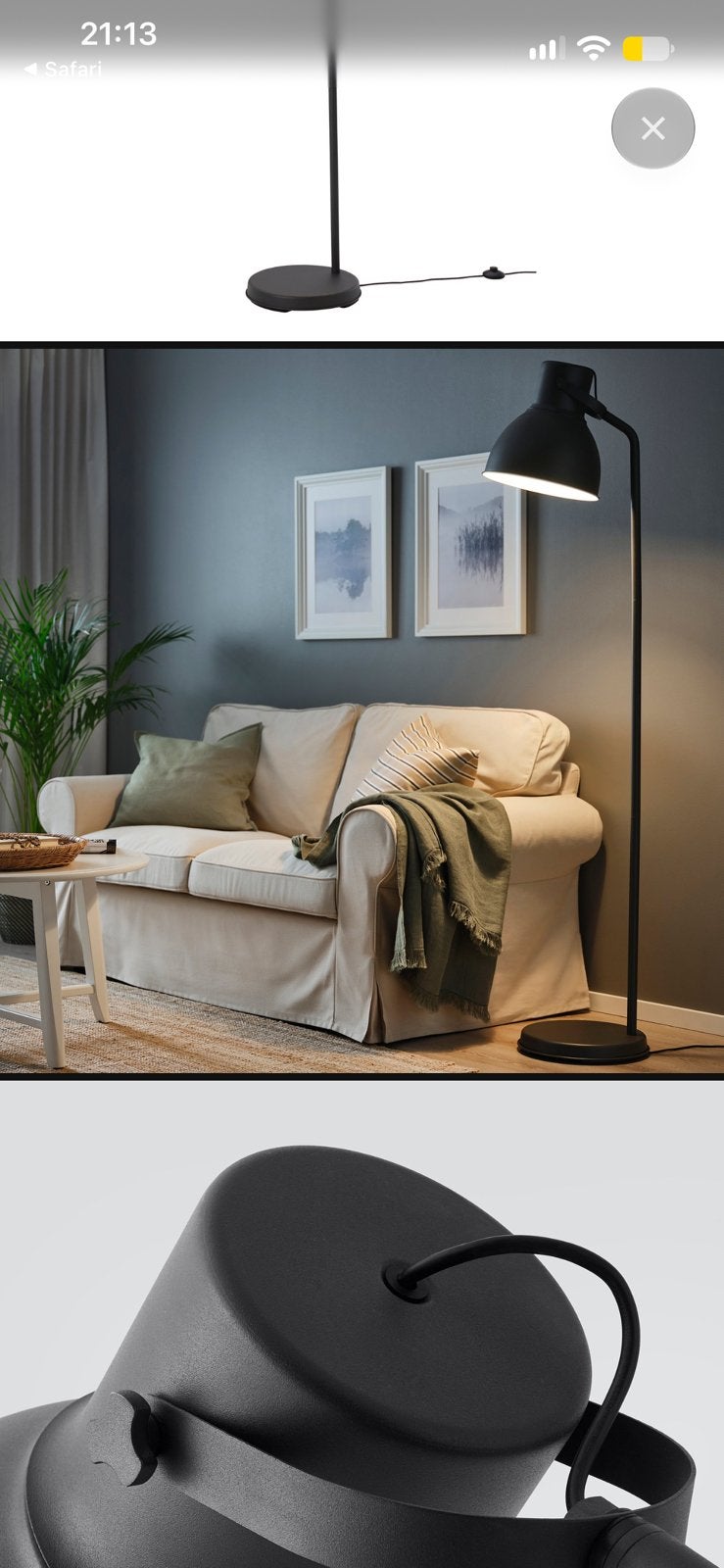 HEKTAR lamp IKEA donkergrijs, Ophalen, Zo goed als nieuw, 150 tot 200 cm