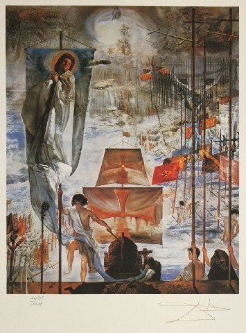 Salvador Dali(1904)Lithografie"Discovery of America" Ges Gen, Antiek en Kunst, Personages en Fantasiefiguren, Ophalen of Verzenden