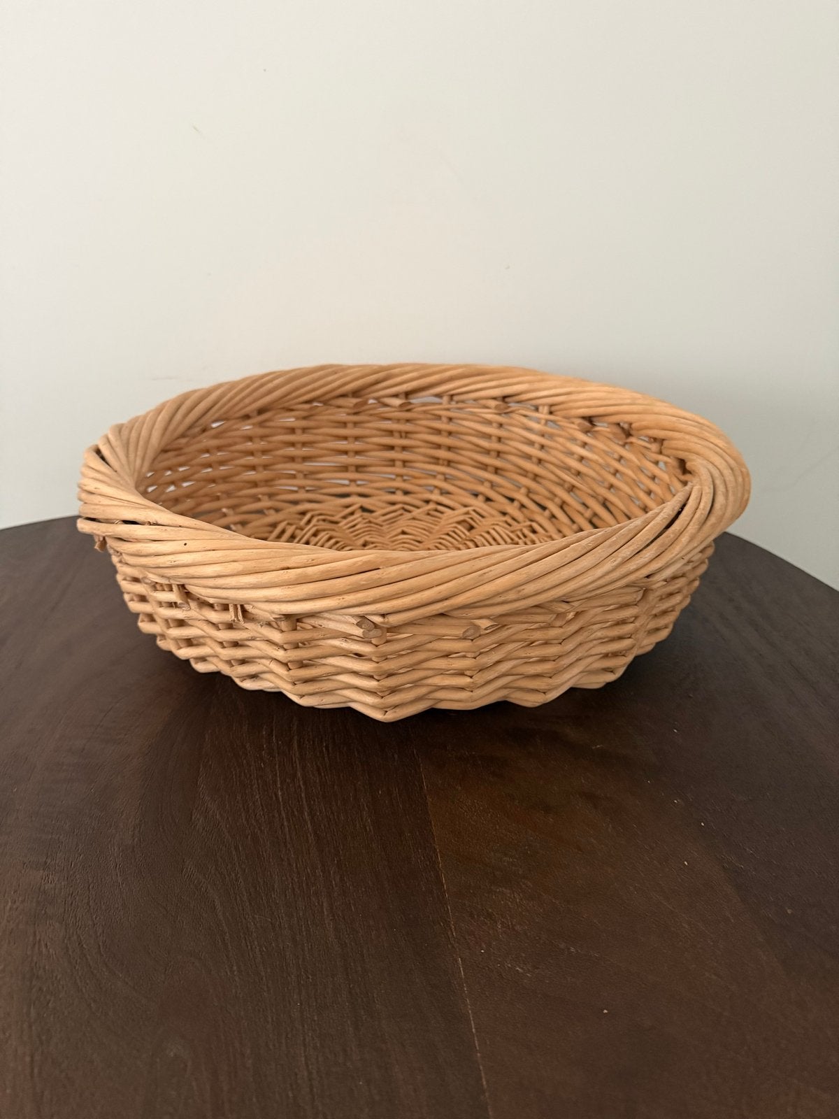 Ronde rieten mand - Broodmand - Fruitschaal, Gebruikt, Gevlochten, Mand, Rond