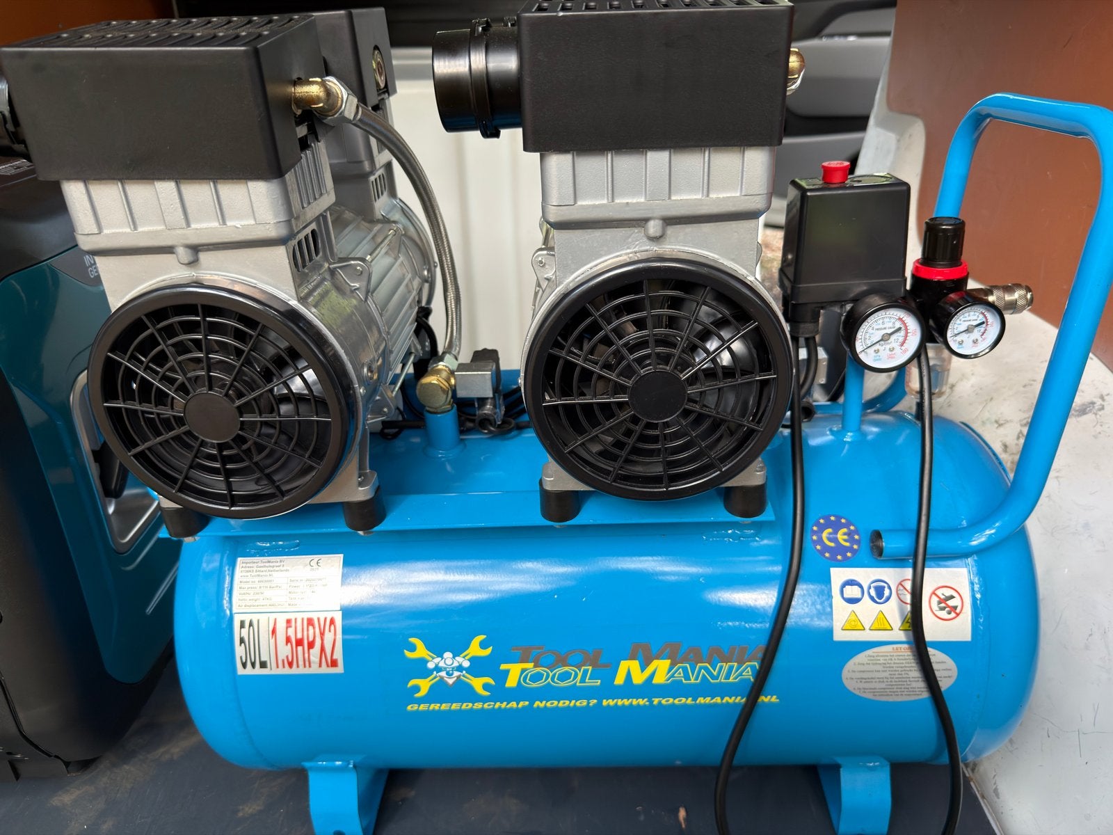 Compressor 3HP 50 liter met Güde 15M Luchtslang-incl. BTW, Doe-het-zelf en Verbouw, Ophalen, Gebruikt, 10 bar of meer, 25 tot 100 liter