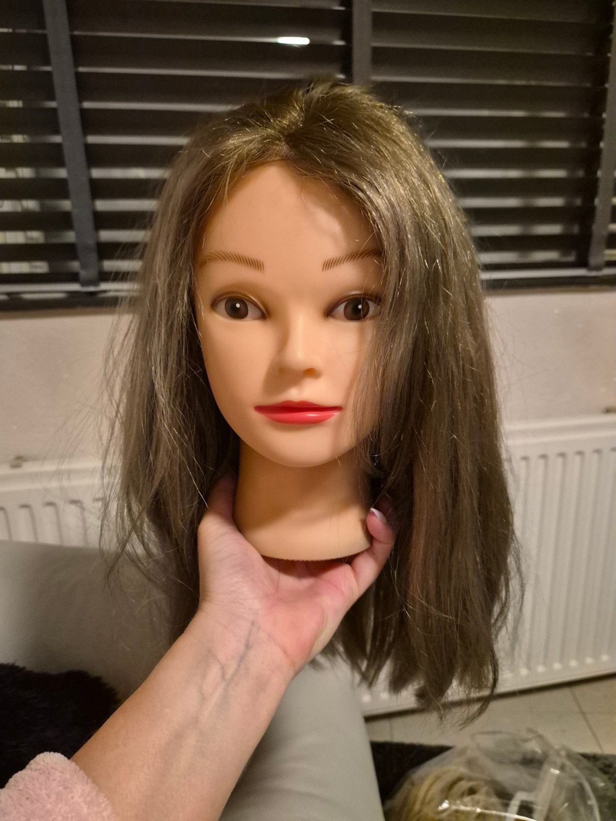 haarwerk pruik echt haar lace wig donkerblond, Verzenden, Zo goed als nieuw, Pruik of Haarverlenging