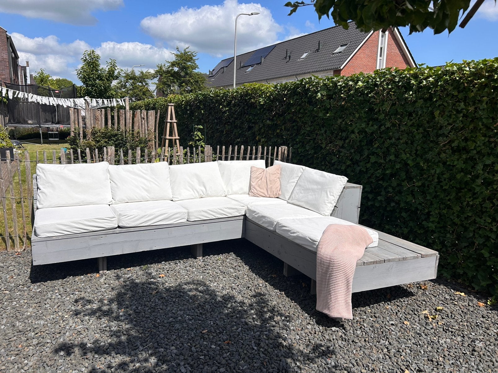 Loungeset /tuinbank inclusief kussens, Ophalen, Gebruikt, Hout