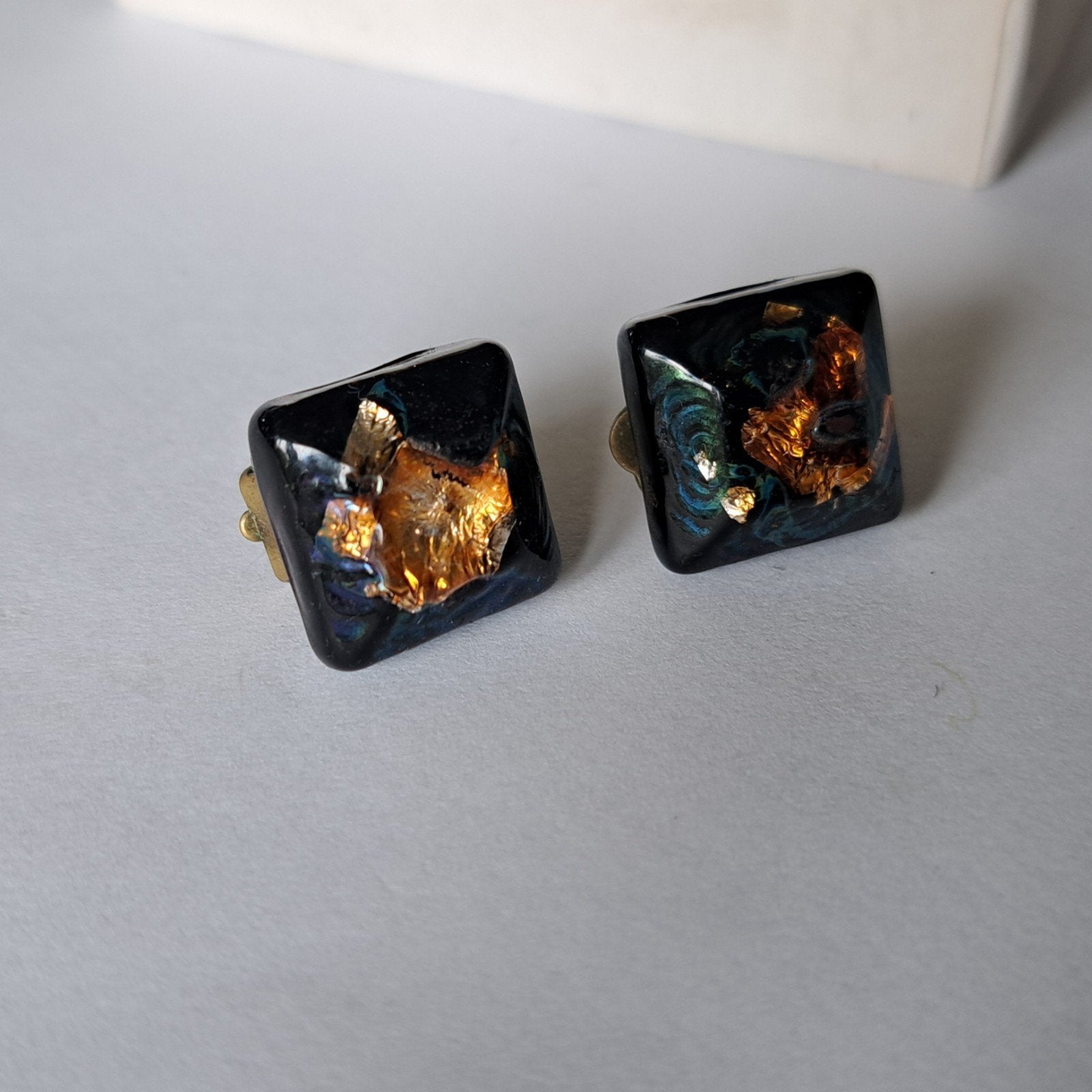 antiek oude glasfolie oorclips oorbellen, Sieraden, Tassen en Uiterlijk, Antieke sieraden, Verzenden, Overige materialen, Oorbellen
