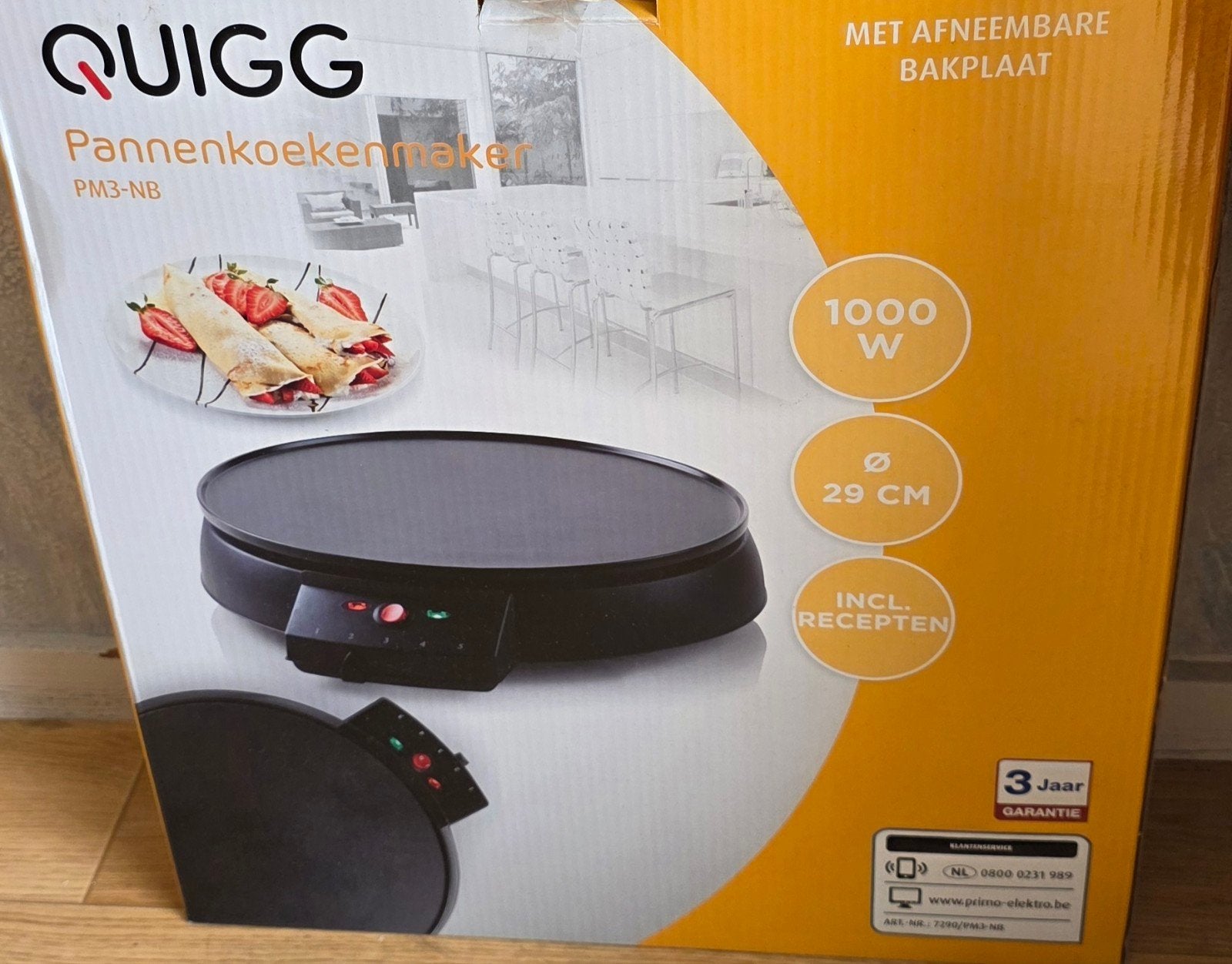 Quigg Pannenkoekenmaker PM3-NB - 1000W, 29cm, Witgoed en Apparatuur, Onderdelen en Toebehoren, Ophalen of Verzenden