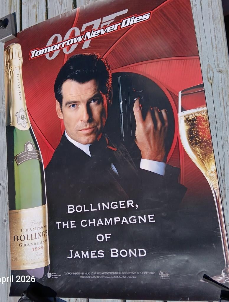 James Bond 007 Tomorrow Never Dies Bollinger Poster, Ophalen of Verzenden, Film en Tv