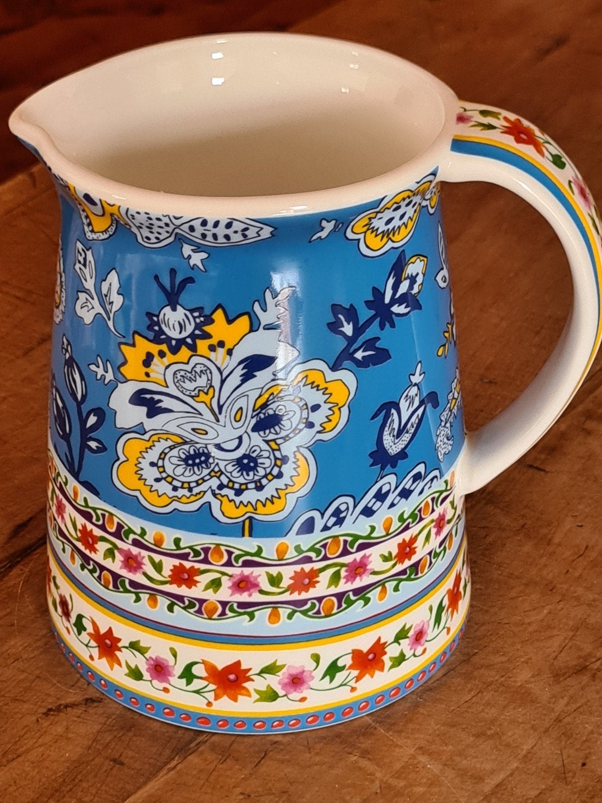 Kleurige schenkkan, 14 cm hoog., Ophalen of Verzenden