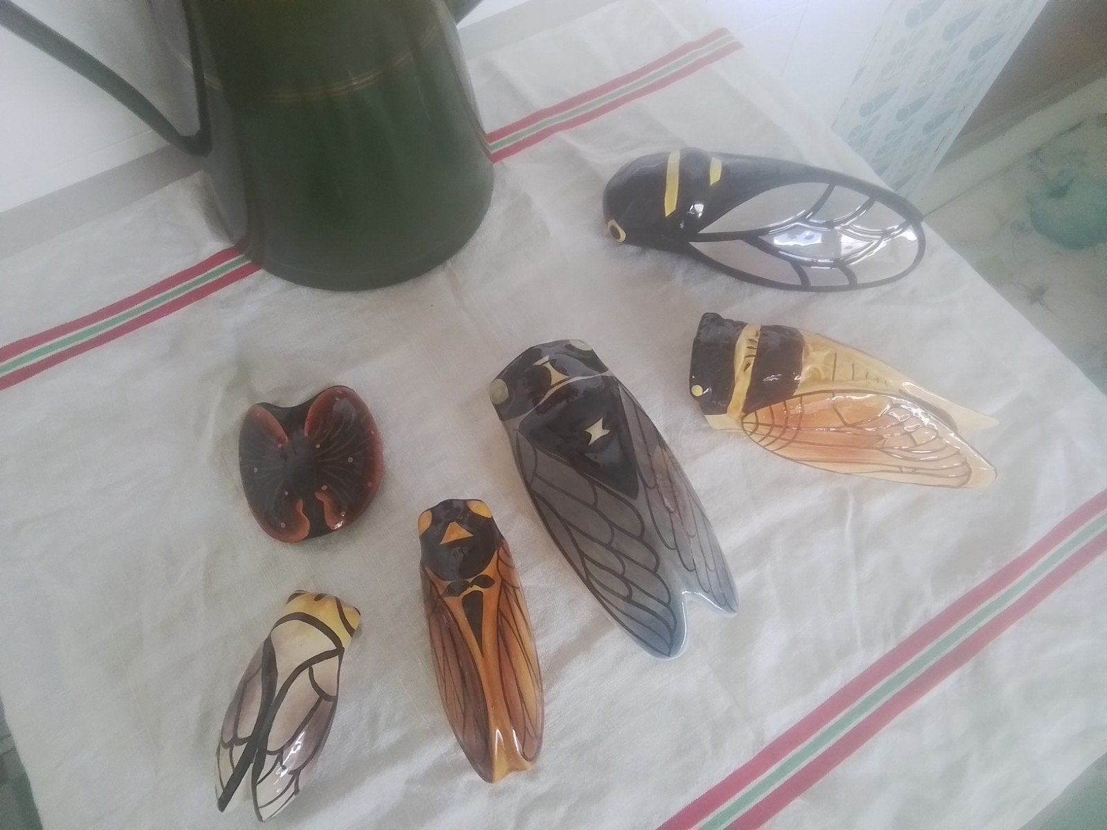 lot vintage cicade muurhangers, aardewerk, Ophalen of Verzenden