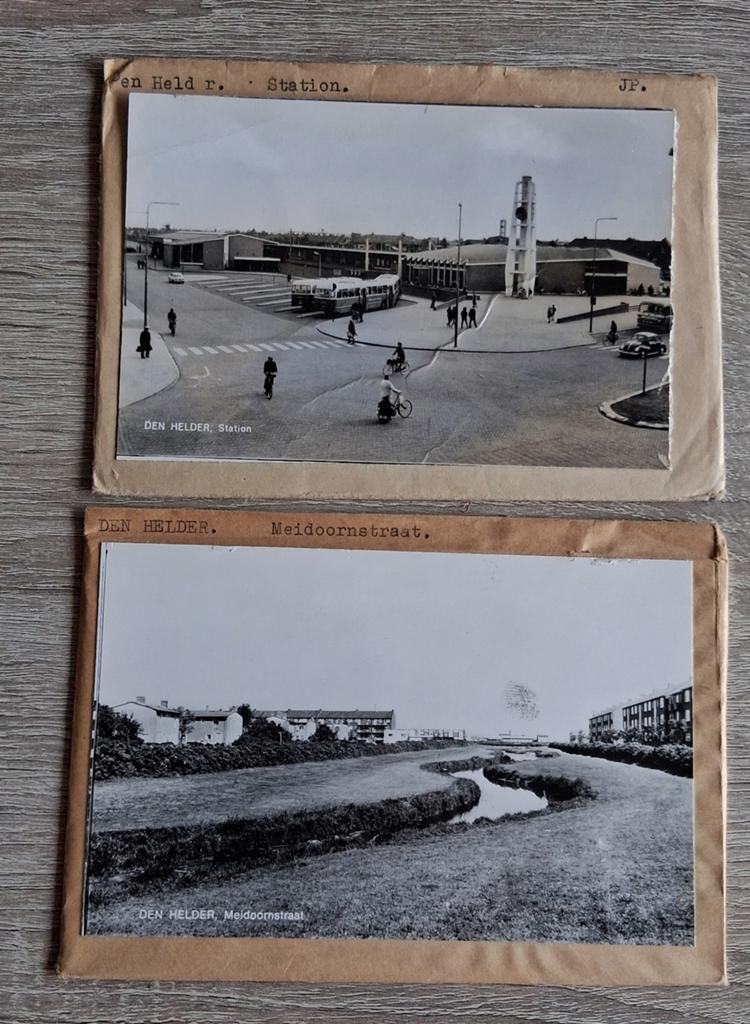 Den Helder, 2 x glasplaat JosPe. Station., Verzamelen, Ansichtkaarten | Nederland, Ongelopen, Noord-Holland, 1960 tot 1980, Ophalen of Verzenden