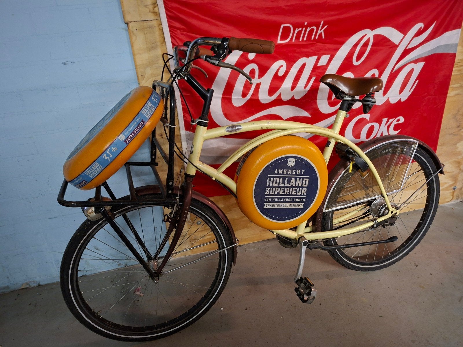 Reclame fiets Hollandse kaas, Verzamelen, Merken en Reclamevoorwerpen, Ophalen, Reclamebord