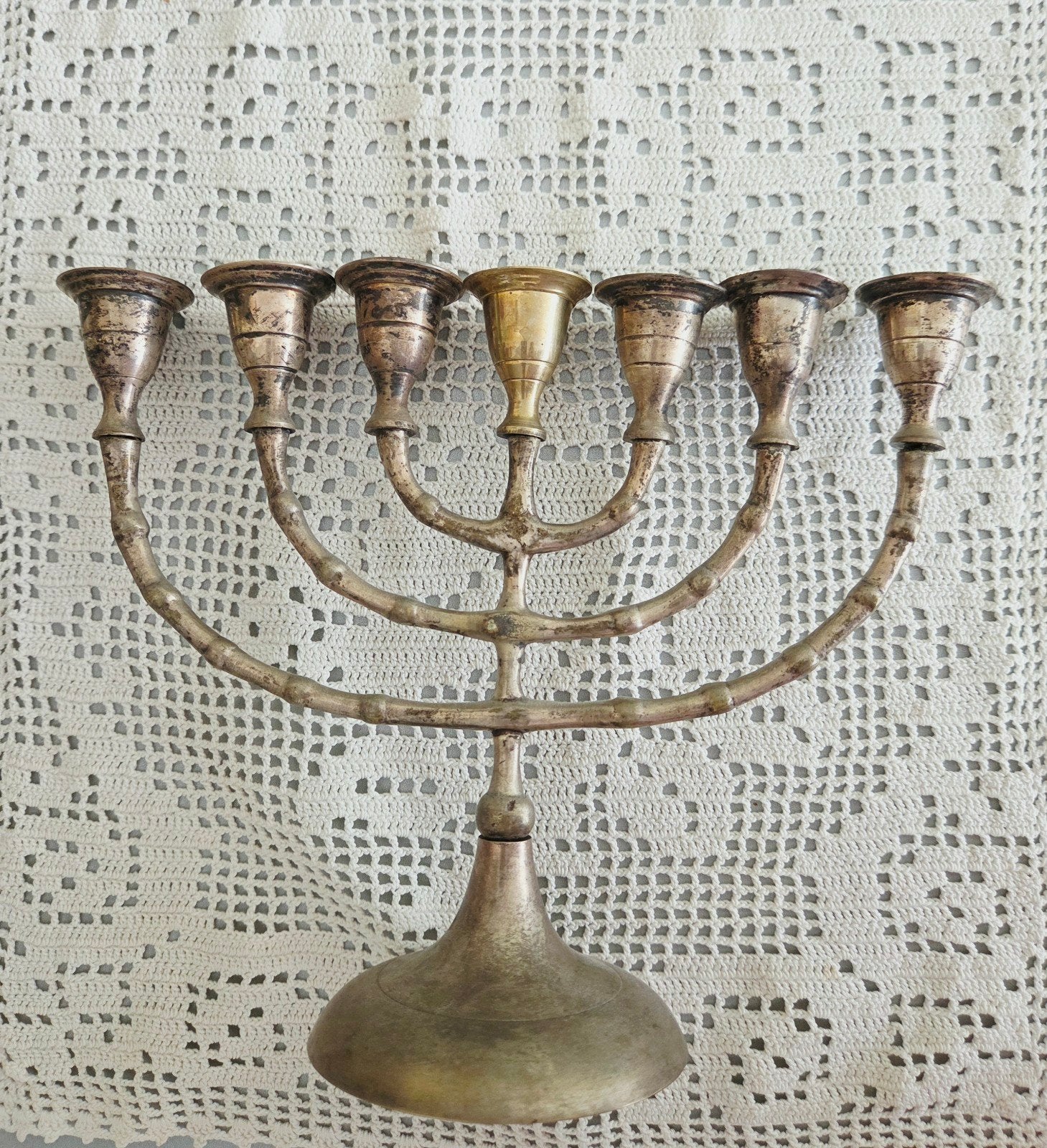 Antieke Zilveren Menorah - Joodse Kaarthouder, Ophalen of Verzenden