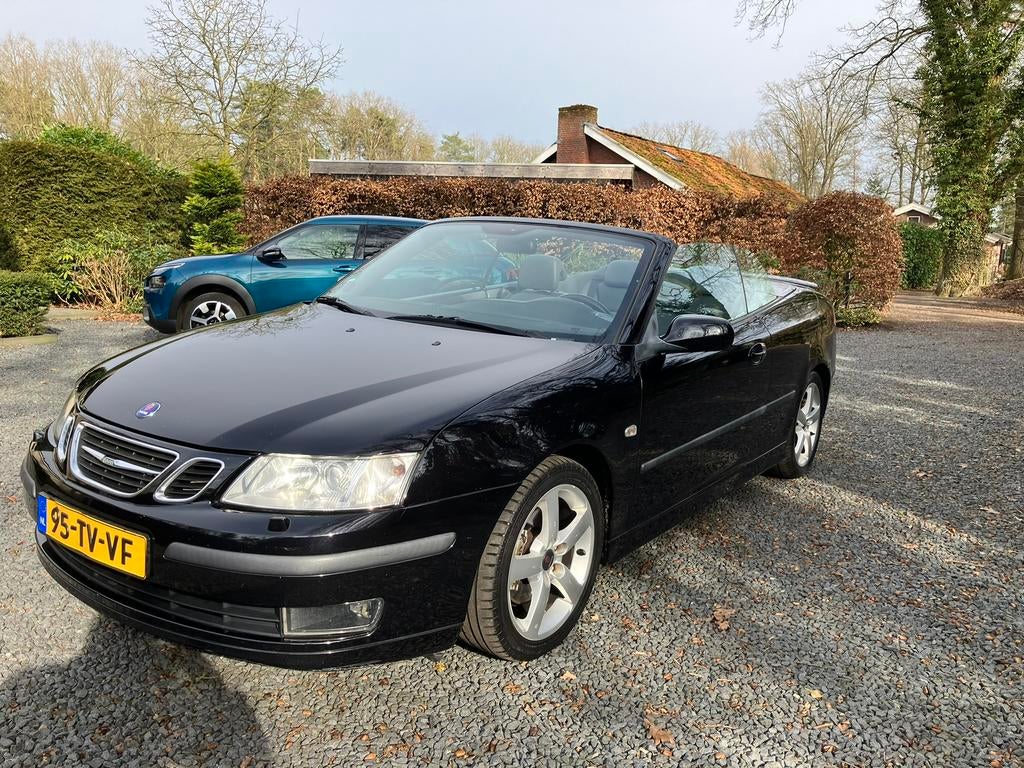 Saab 9-3 1.9 TID Cabrio AUT 2007 Zwart MET NIEUWE KAP, Auto's, 4 cilinders, Cabriolet, Zwart, Diesel