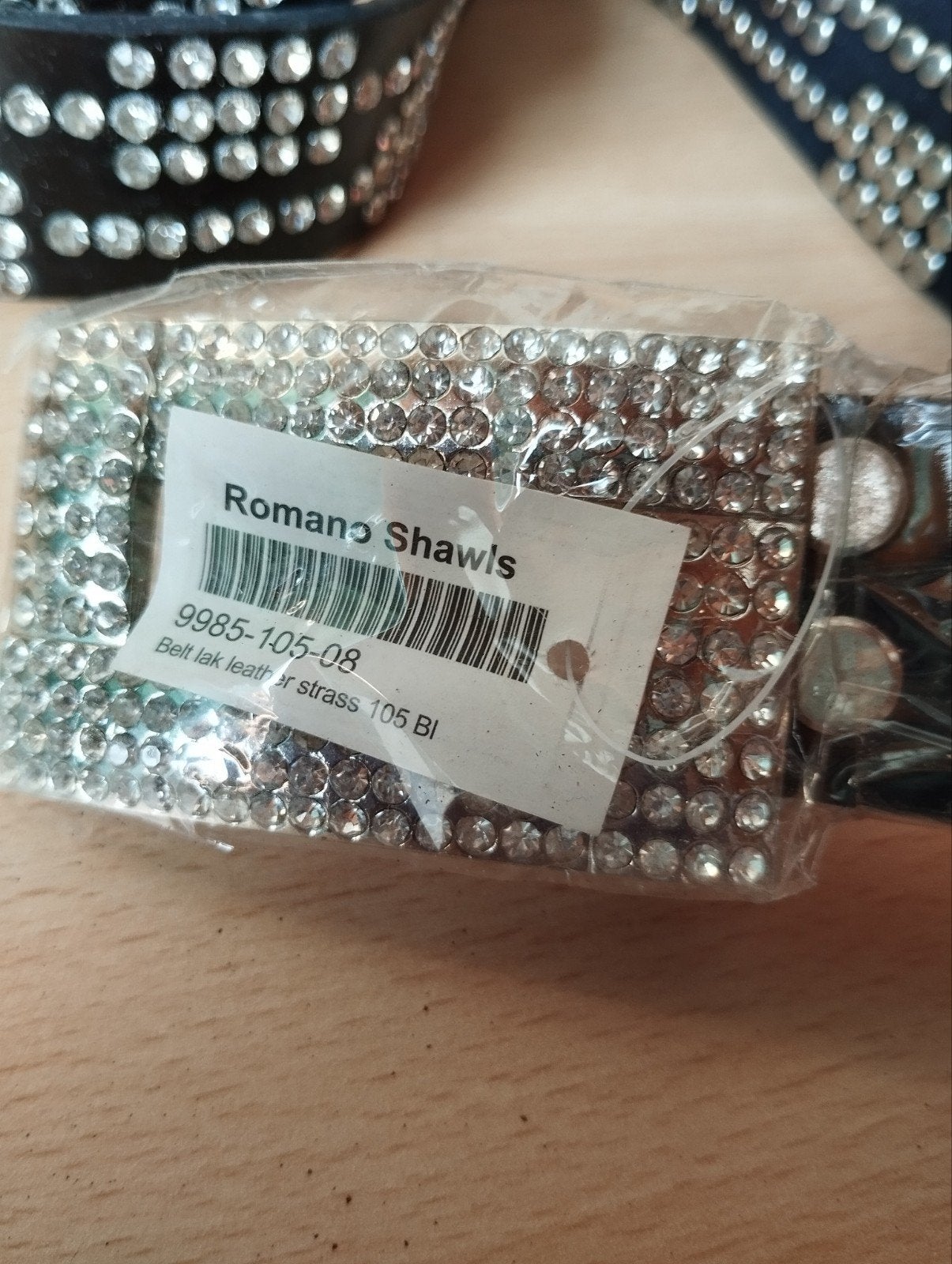 Nieuwe zwarte riem met bling strass en rechthoekige gesp, Zwart, Nieuw, Heupriem, Ophalen of Verzenden