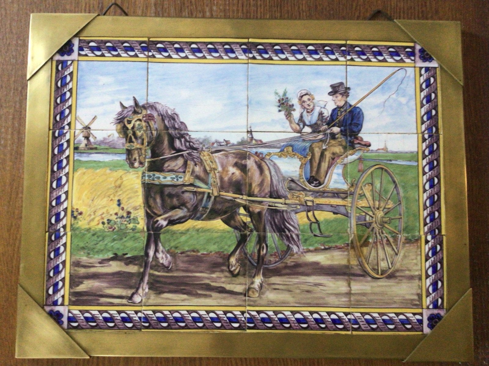 Tegelplateau met Friese sjees en paard, Ophalen of Verzenden