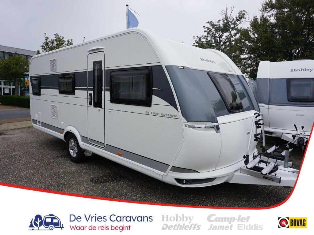 Hobby De Luxe Edition 545 KMF Mover airco Unicovoortent, Caravans en Kamperen, Schokbreker, Hobby, Bedrijf, 5 tot 6 meter