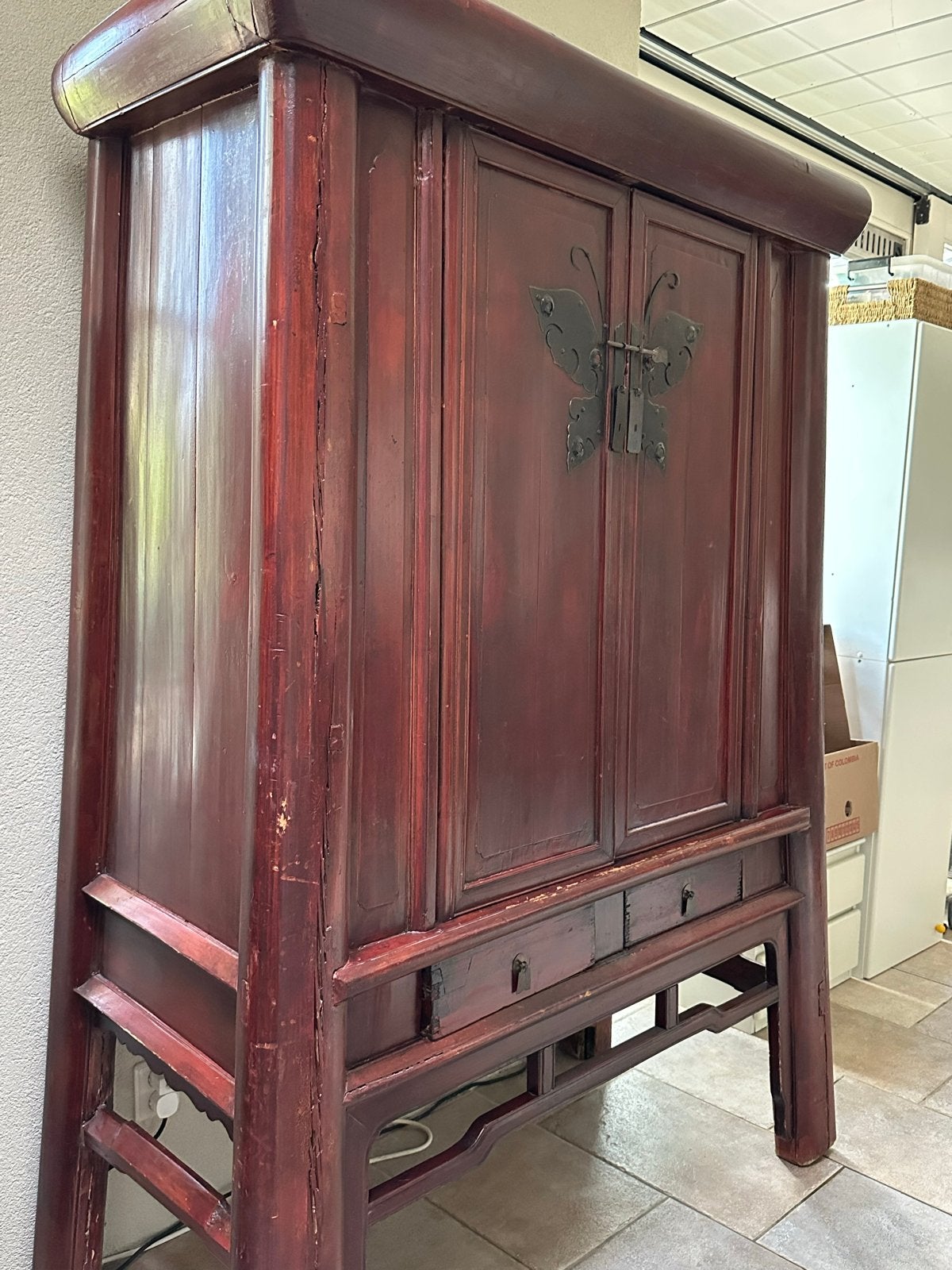 Antieke Chinese Vlinder(bruids)kast. Bezorgen mogelijk!, Antiek en Kunst, Antiek | Meubels | Kasten, Ophalen of Verzenden