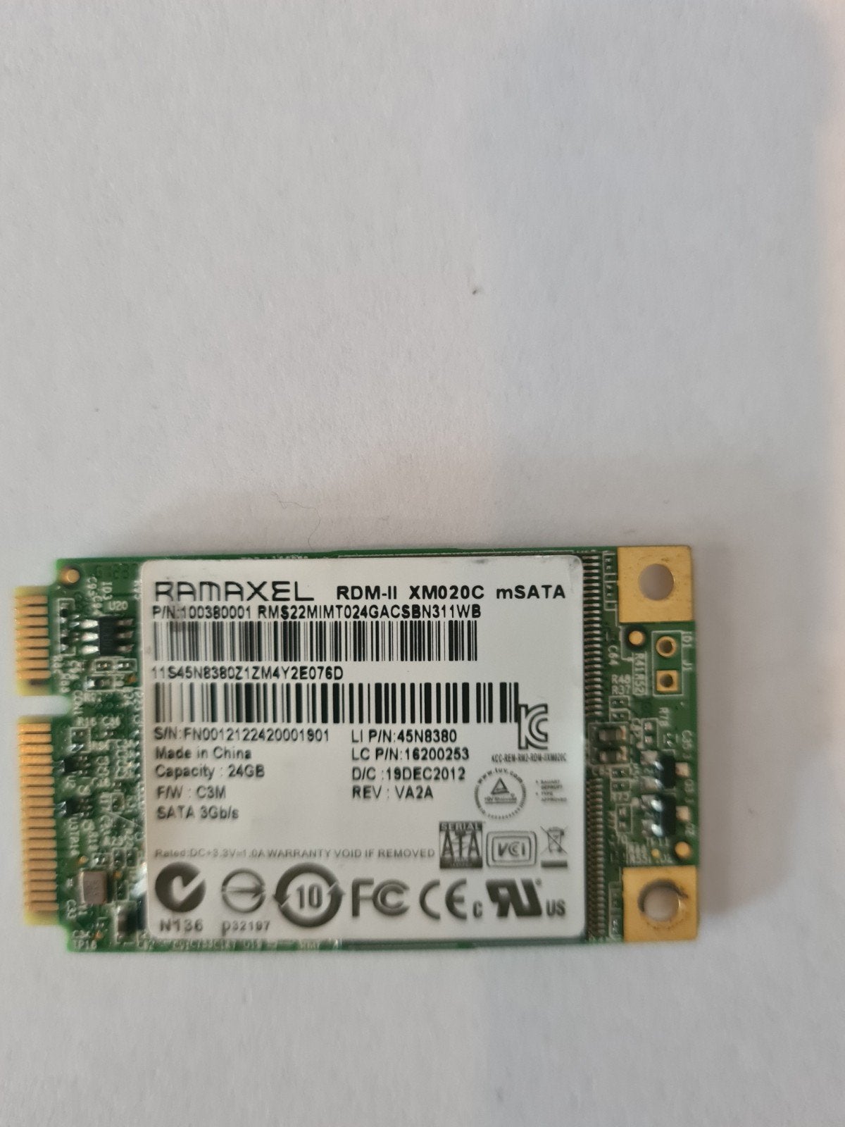Ramaxel RDM-II XM020C mSATA SSD 24GB, Computers en Software, Harde schijven, Intern, 24GB, Gebruikt, Server