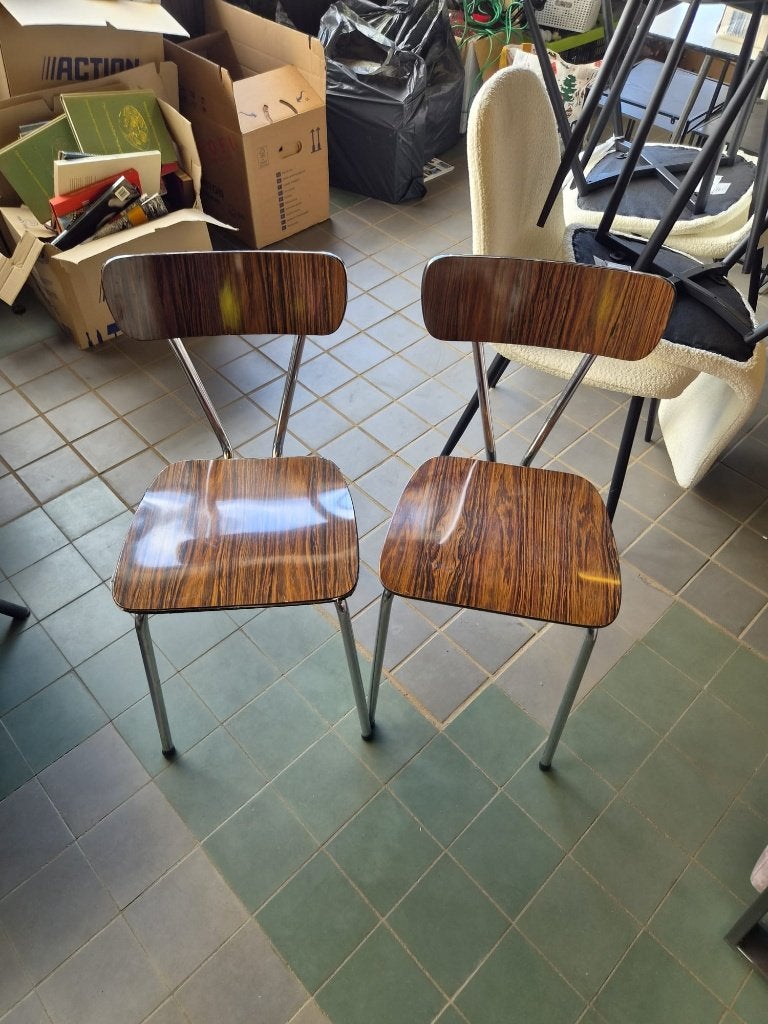 Set 2 Stoelen Industrieel Action Pagholz-stijl Chro  CS27229, Ophalen, Gebruikt, Twee, Bruin