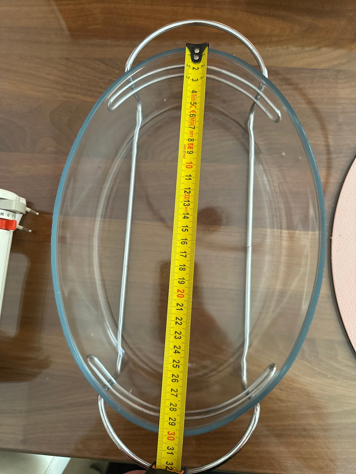Glazen Ovenschaal met Metalen Houder - Zo goed als nieuw, Huis en Inrichting, Ophalen, Zo goed als nieuw, Overige merken, Glas