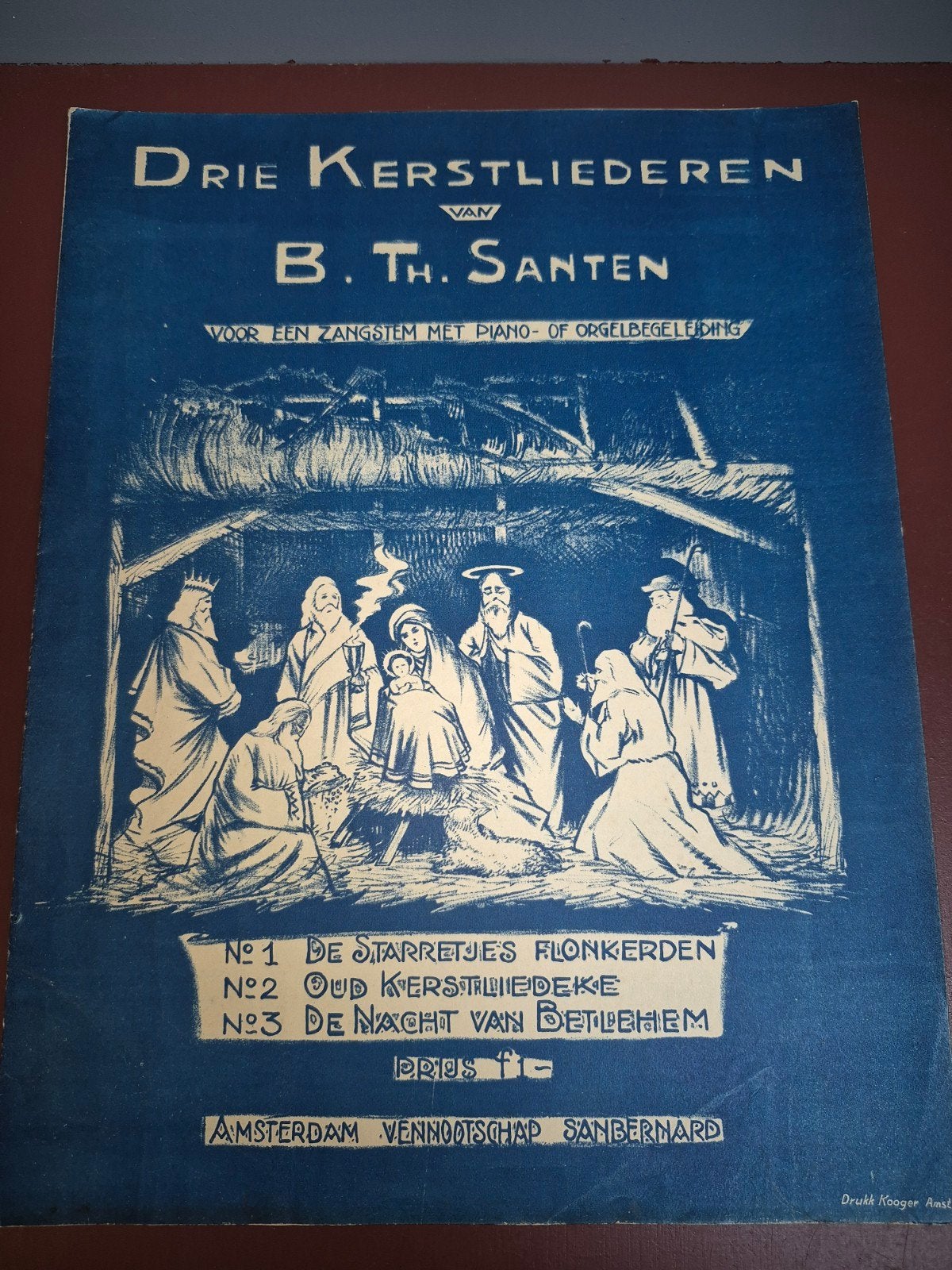 Drie Kerstliederen - B. Th. Santen (Bladmuziek), Muziek en Instrumenten, Bladmuziek, Ophalen of Verzenden