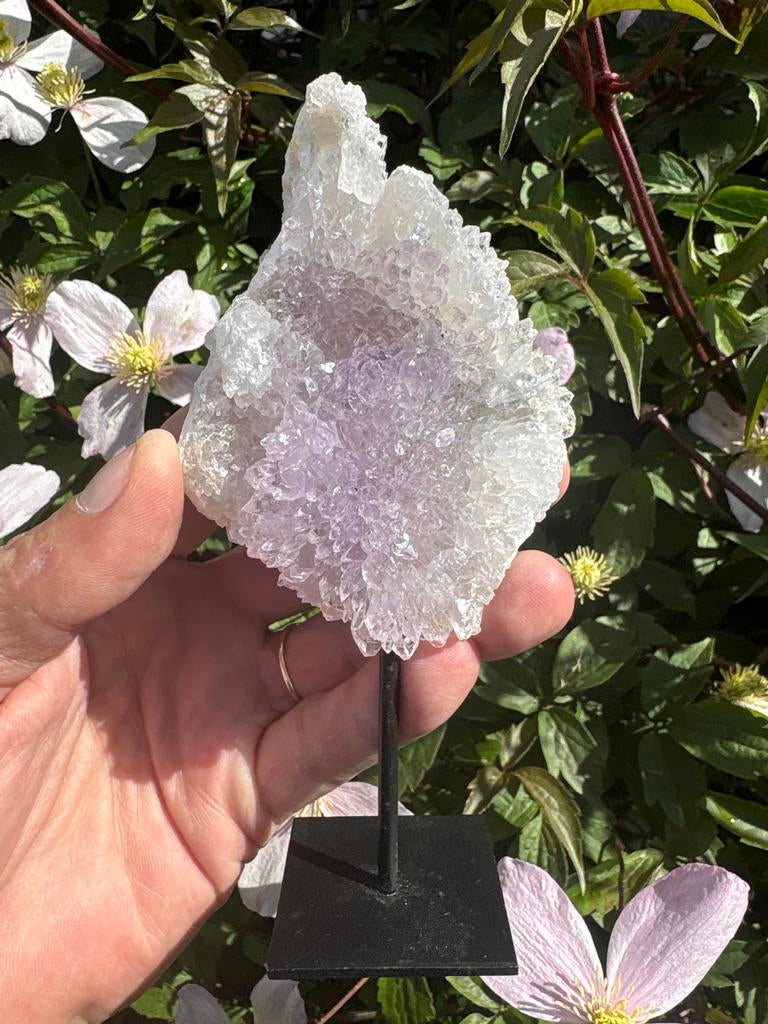 Amethist Roos op standaard, Verzamelen, Mineralen en Fossielen, Verzenden, Mineraal