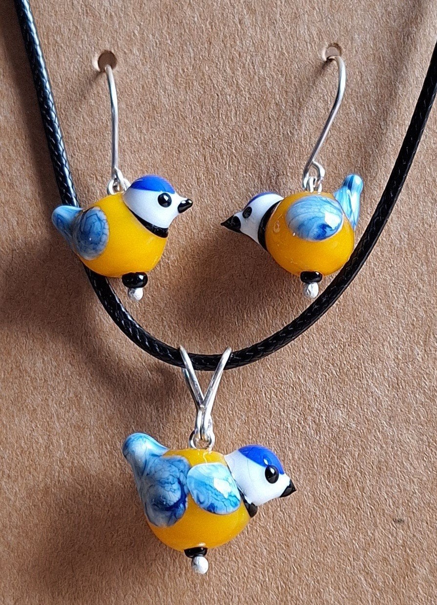 oorbellen + hanger handgemaakt glas, Sieraden, Tassen en Uiterlijk, Oorbellen, Hangers, Verzenden, Geel, Nieuw