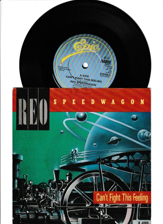 REO SPEEDWAGON -CAN'T FIGHT THIS FEELING/ ROCK 'N' ROLL STAR, 7 inch, Zo goed als nieuw, Rock en Metal, Overige typen