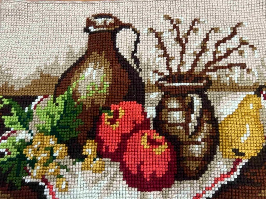 Geknoopt wandkleed met stilleven 55/40 cm, Gebruikt, Etten-Leur, DJT@dejuistetoon.eu, Ophalen of Verzenden