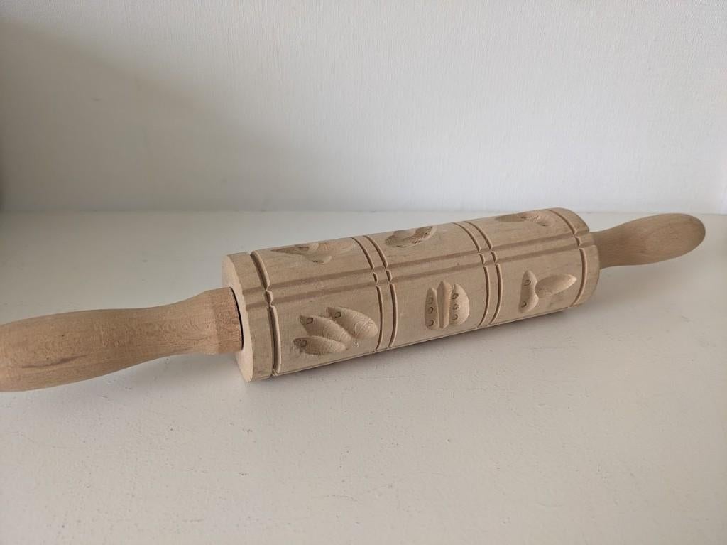 Houten deegroller met reliëf, koekjes vorm, Overige typen, Hout, Nieuw, Ophalen of Verzenden